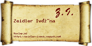 Zeidler Ivána névjegykártya